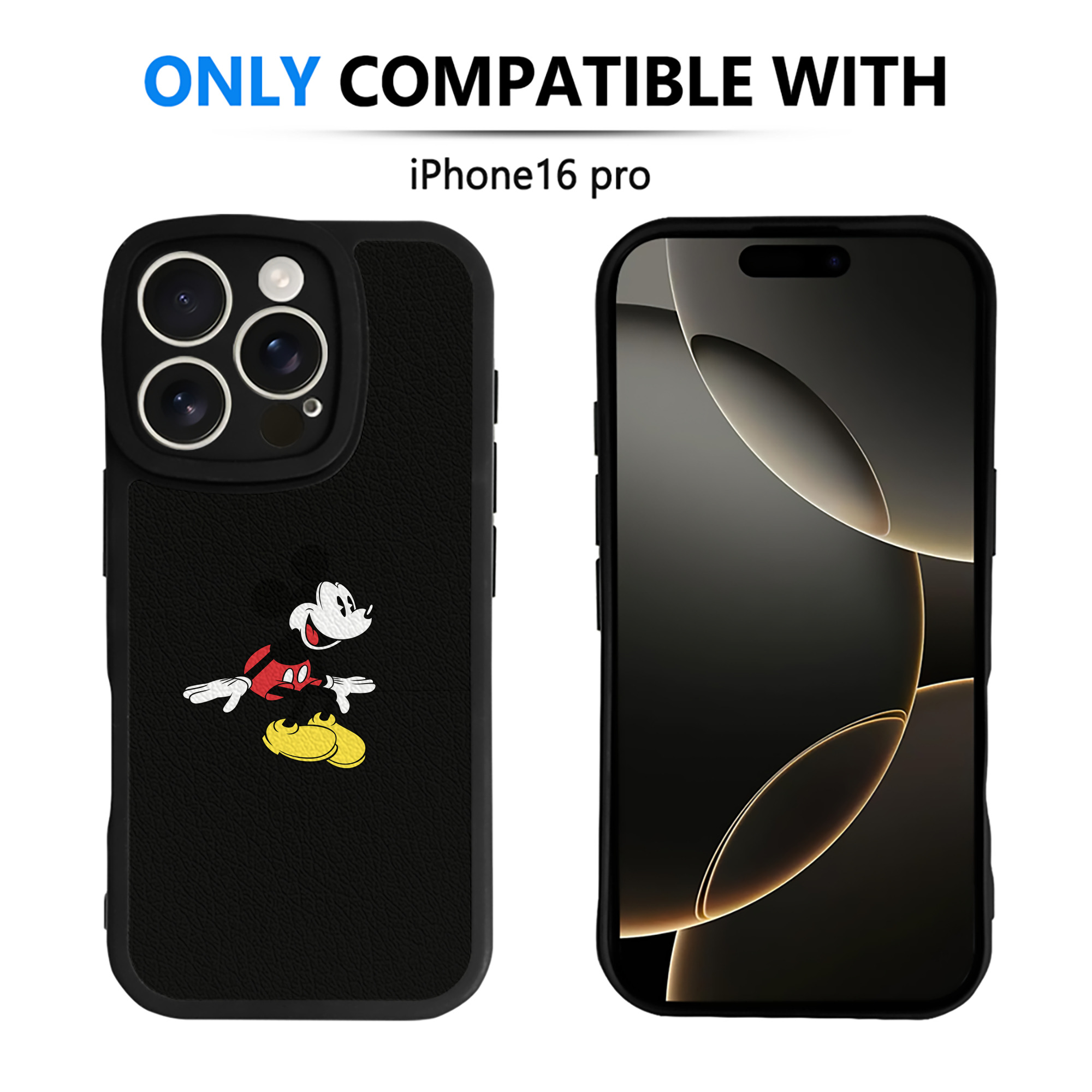 （画像用） ミッキーマウス Mickey Mouse 【iPhone 16シリーズ対応】シリコンスマホケース（レザー調） 材質：シリコン